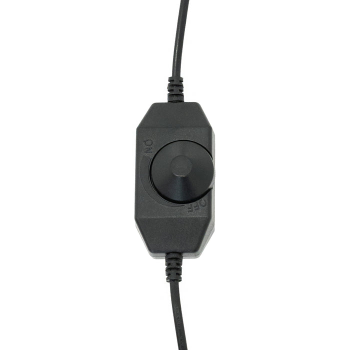 Interruttore nero con manopola rotonda, cavo elettrico, design semplice e funzionale, ideale per il controllo di dispositivi elettrici