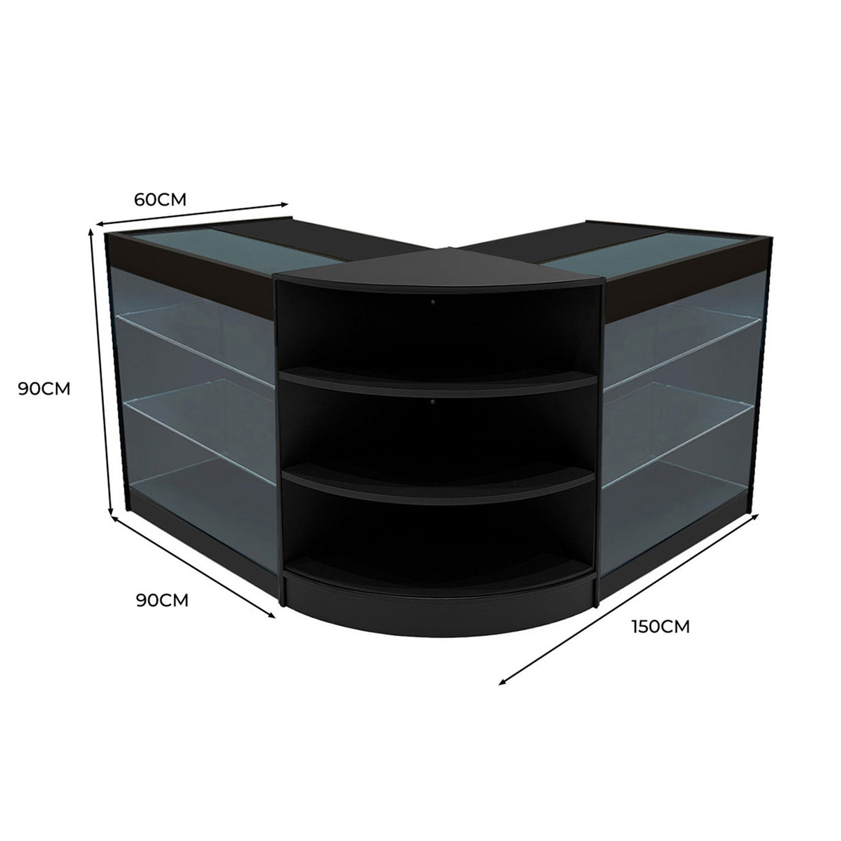 Set Bancone Negozio Apollo LED con 2x K900 + Angolare LM60 - Nero