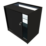 Bancone Vega LED K900, C900, TB60 e CM60 in nero, con ante scorrevoli, vetro trasparente e finitura lucida, elegante e moderno