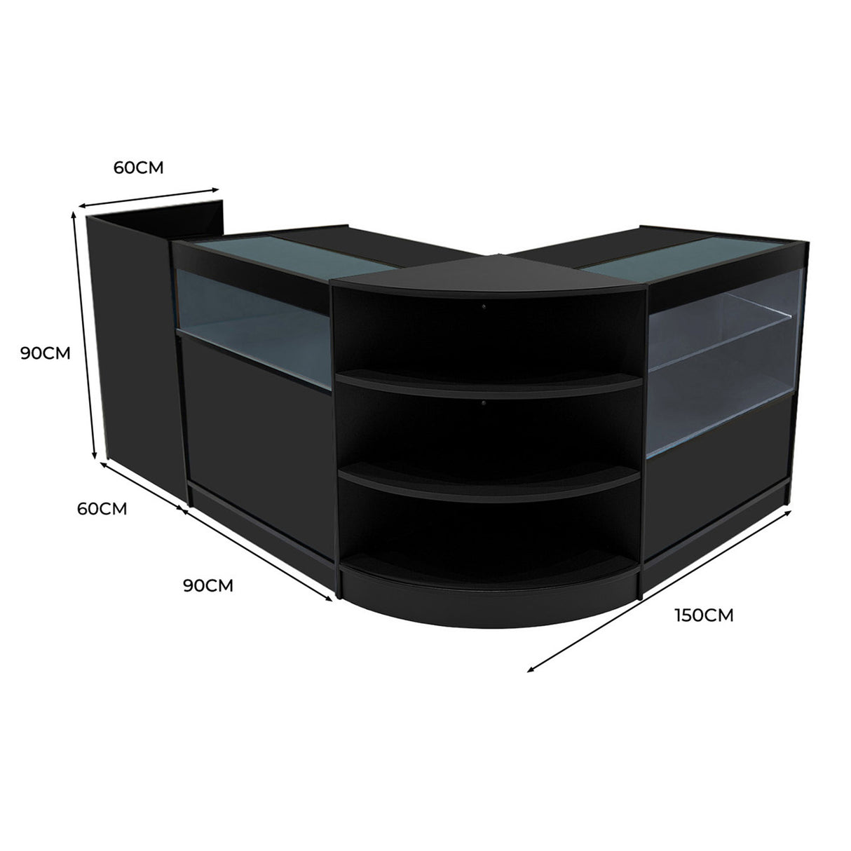 Set Banconi con Illuminazione LED Europa B900, C900, TB60 & LM60 - Nero