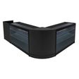 Set banconi LED Aries in nero, composto da CM60, TB60 e 2 x K1200, con ripiani in vetro e illuminazione elegante per esposizione prodotti