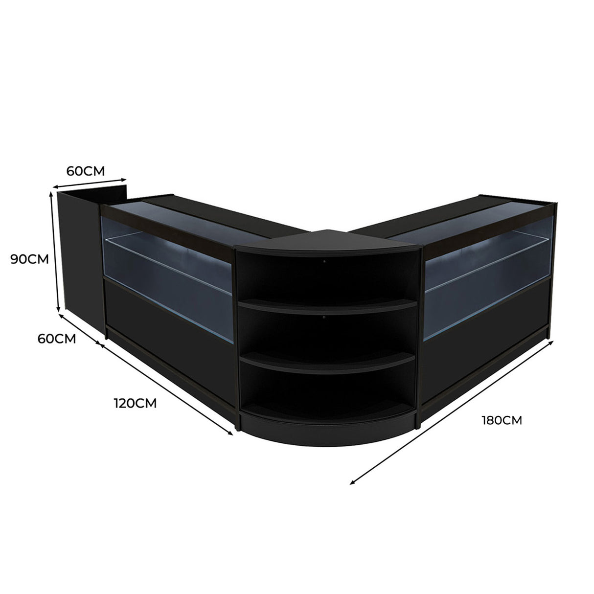 Set Banconi con Illuminazione LED Eclipse 2 x C1200, LM60 & TB60 - Nero