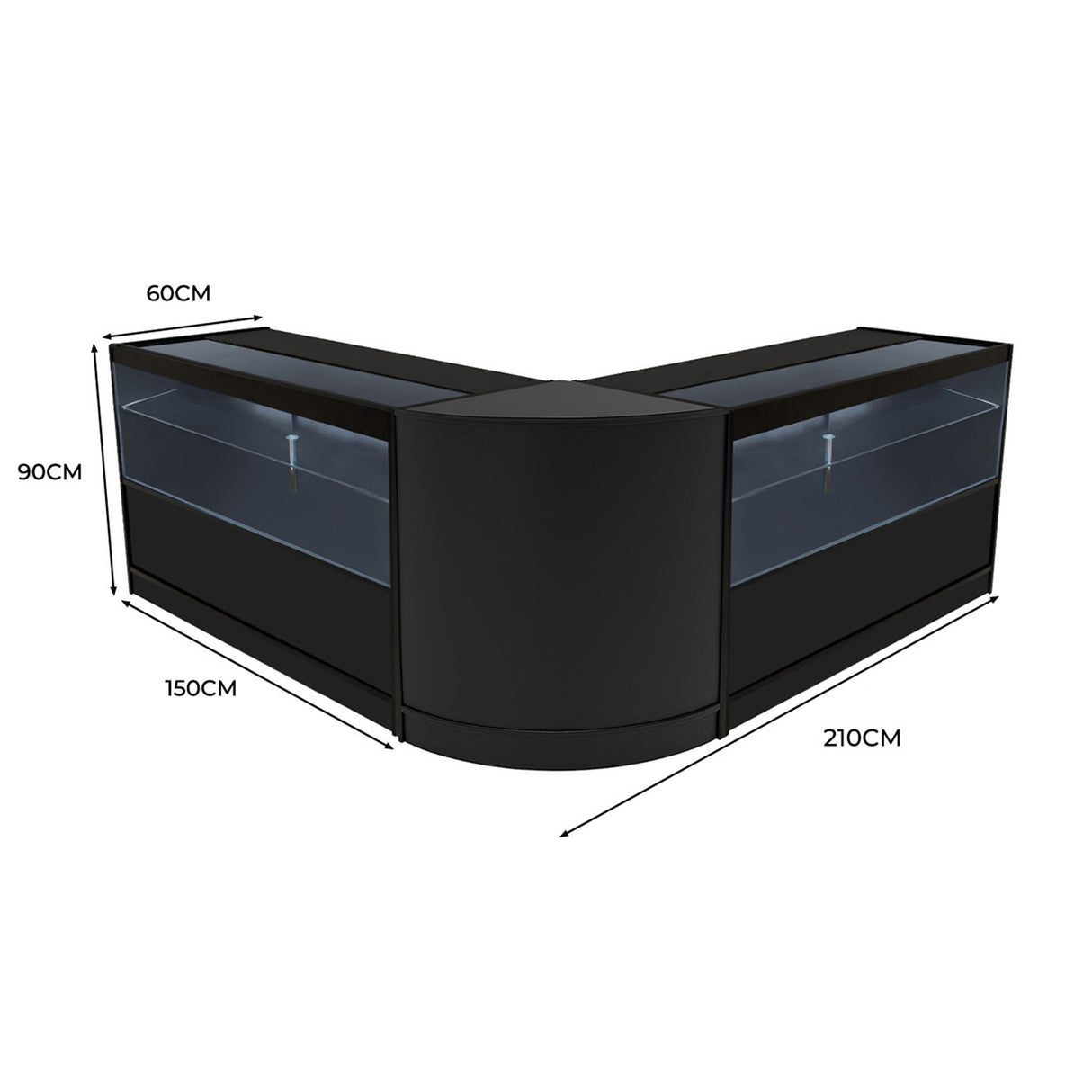 Set Banconi Selene con Illuminazione LED – 2x C1500 + CM60 Angolare - Nero