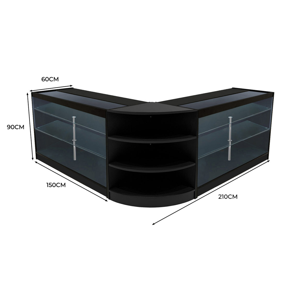 Set Bancone Negozio Apollo LED con 2x K1500 + Angolare LM60 - Nero