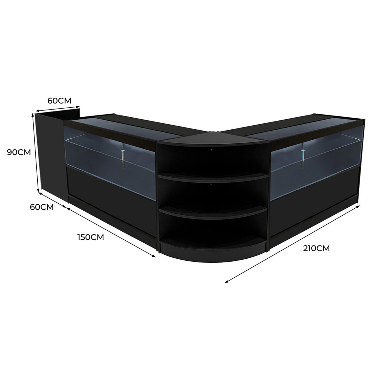 Set Banconi con Illuminazione LED Eclipse 2 x C1500, LM60 & TB60 - Nero