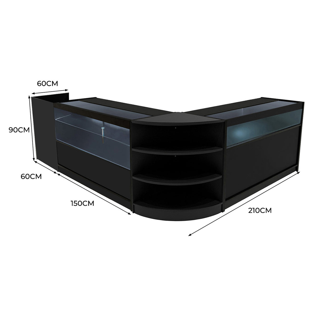 Set Banconi con Illuminazione LED Europa B1500, C1500, TB60 & LM60 - Nero