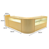 Set di banconi Gravity LED in legno d'acero, angolari, con illuminazione interna, misure 150x210x90 cm, design moderno e funzionale