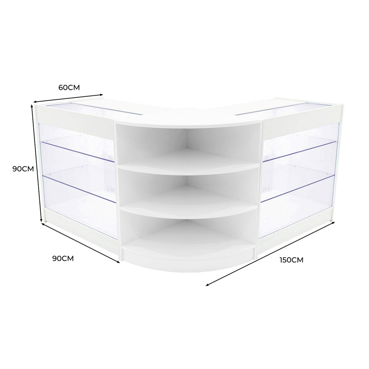 Set Bancone Negozio Apollo LED con 2x K900 + Angolare LM60 - Bianco