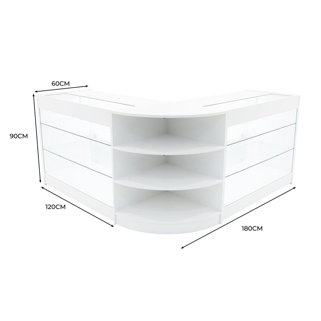 Set Bancone Negozio Apollo LED con 2x K1200 + Angolare LM60 - Bianco