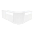 Set di banconi negozio Luna LED bianco, design curvo, superficie liscia e lucida, ideale per esposizione e accoglienza clienti
