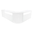 Set banconi negozio Luna LED bianco, design angolare elegante, superficie liscia e lucida, ideale per esposizioni moderne e funzionali