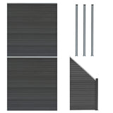 Pannelli Recinzione x2, Elemento Angolare e 3 Pali LED - Grigio