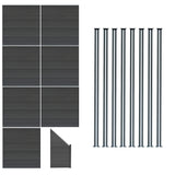 Pannelli Recinzione x7, Elemento Angolare e 8 Pali LED - Grigio