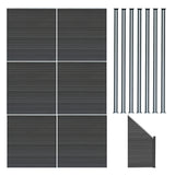 Pannelli Recinzione x6, Elemento Angolare e 7 Pali LED - Grigio
