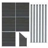 Pannelli Recinzione x5, Elemento Angolare e 6 Pali LED - Grigio