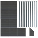 Pannelli Recinzione x9, Elemento Angolare e 10 Pali LED - Grigio