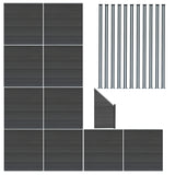 Pannelli Recinzione x10, Elemento Angolare e 11 Pali LED - Grigio