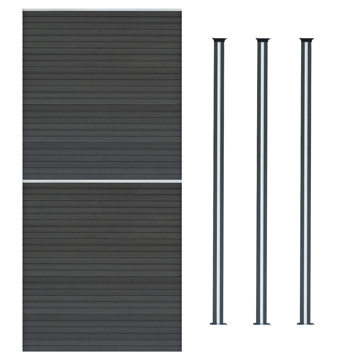 Pannelli Recinzione x2 + Pali LED x3 in Alluminio - Grigio