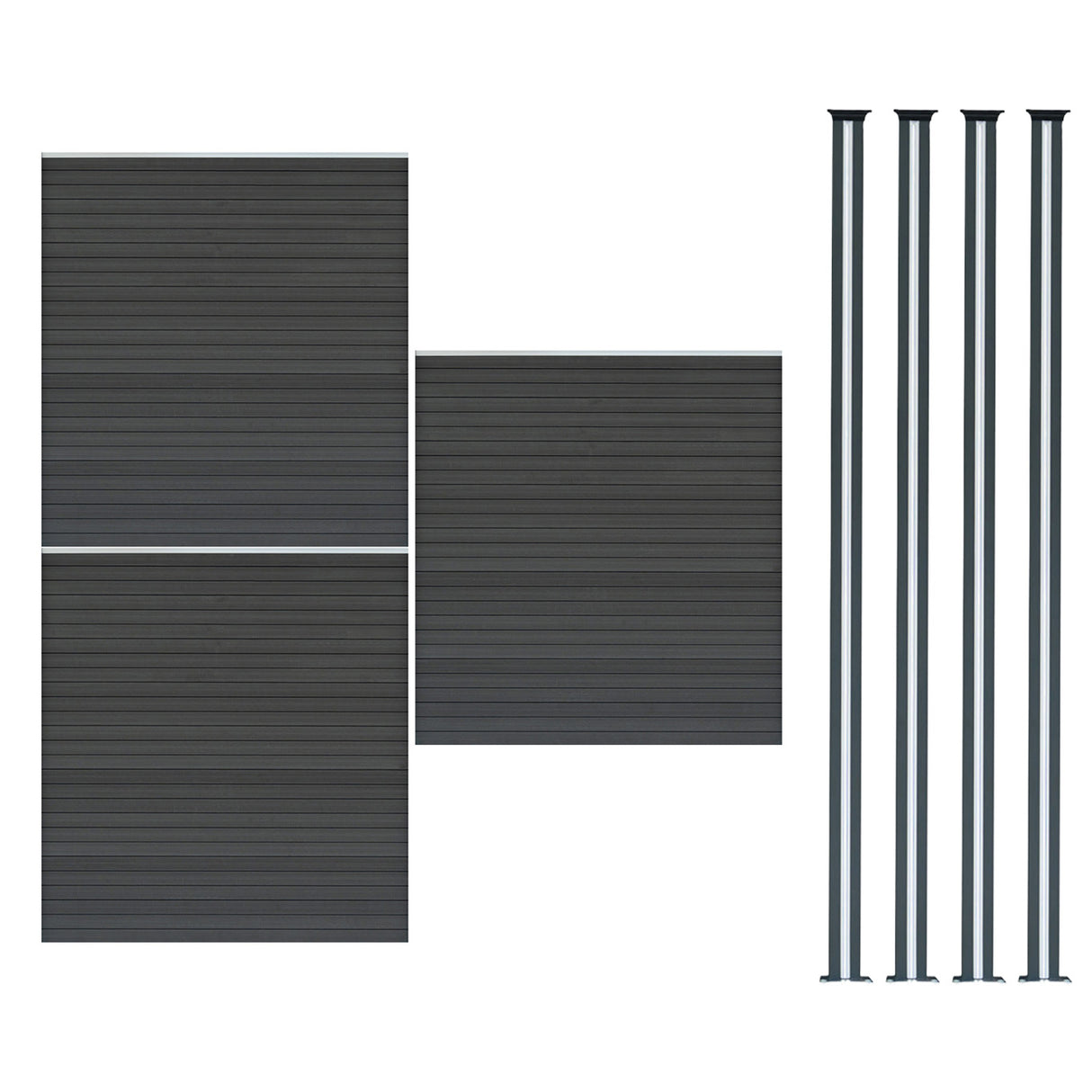 Pannelli Recinzione x3 + Pali LED x4 in Alluminio - Grigio