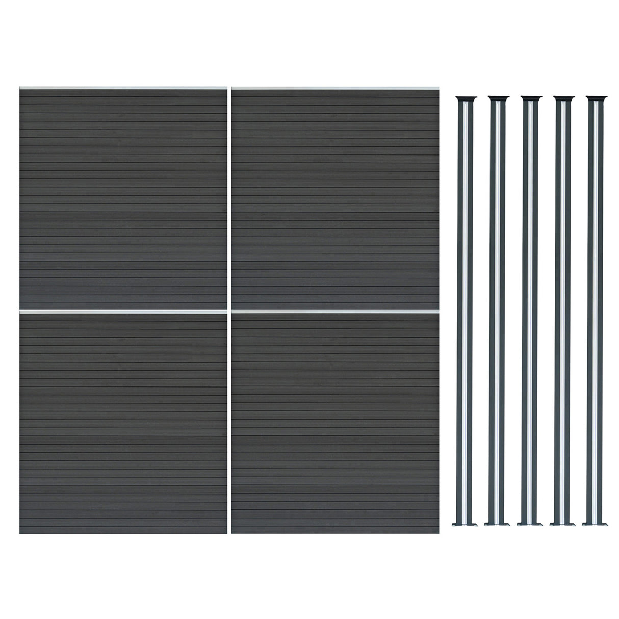 Pannelli Recinzione x4 + Pali LED x5 in Alluminio - Grigio