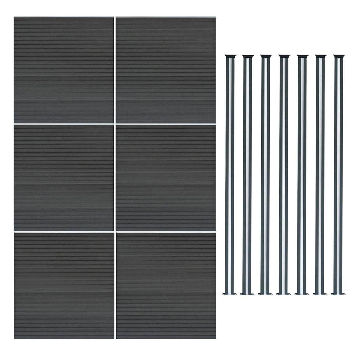 Pannelli Recinzione x6 + Pali LED x7 in Alluminio - Grigio