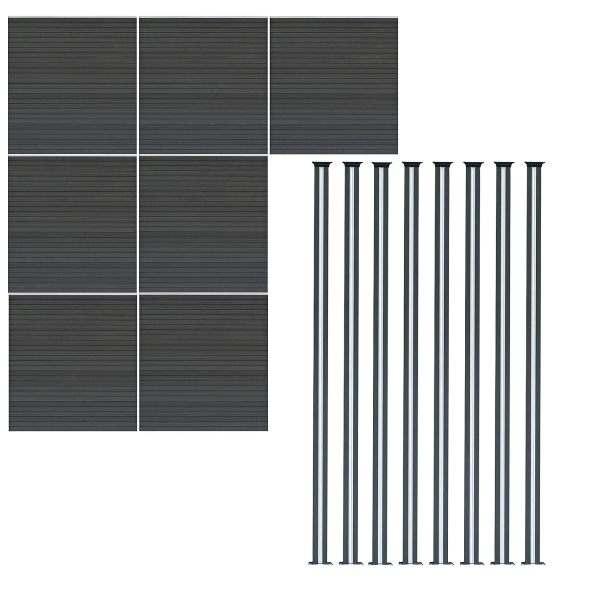Pannelli Recinzione x7 + Pali LED x8 in Alluminio - Grigio
