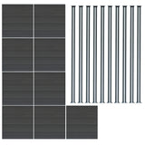 Pannelli Recinzione x9 + Pali LED x10 in Alluminio - Grigio
