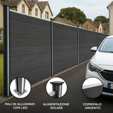 Pannelli Recinzione x10 + Pali LED x11 in Alluminio - Grigio