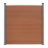 Pannelli Recinzione x10, Elemento Angolare e 11 Pali LED - Marrone