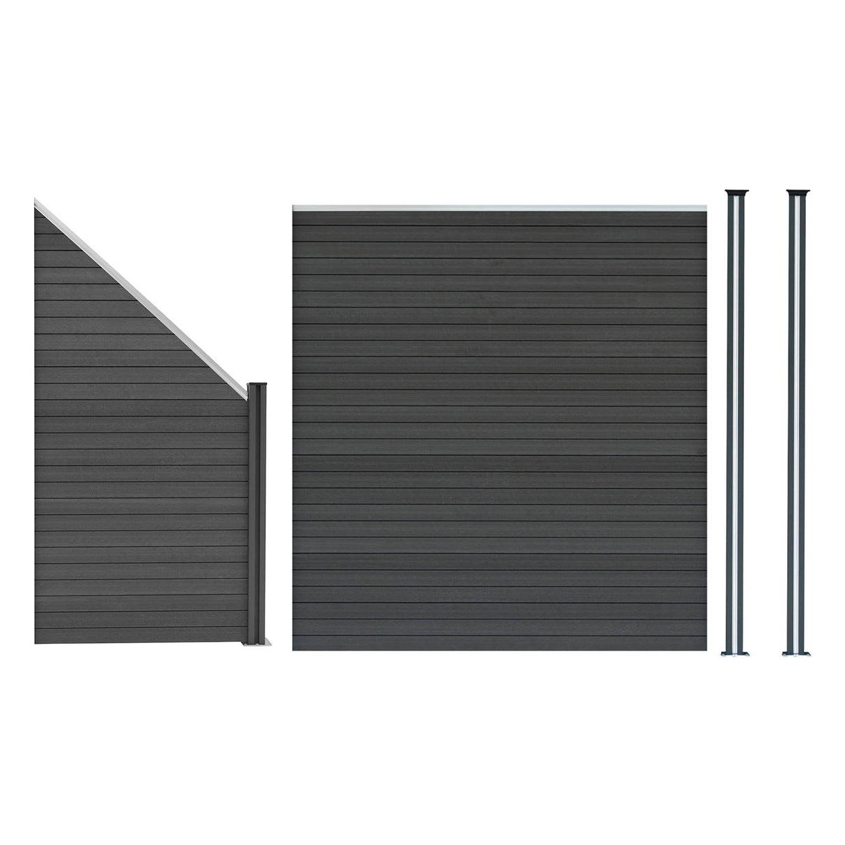 Pannelli Recinzione, Elemento Angolare e 2 Pali LED - Grigio