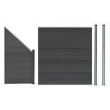 Pannelli Recinzione, Elemento Angolare e 2 Pali LED - Grigio
