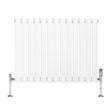 Radiatore ovale a colonna singola orizzontale bianco, con finitura liscia e valvole cromate, dimensioni 600 x 780 mm