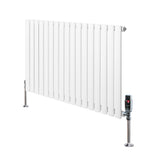 Radiatore ovale a colonna singola orizzontale bianco, con finitura liscia e valvole cromate, dimensioni 600 x 1020 mm