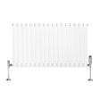 Radiatore orizzontale a colonna singola, bianco, con finitura liscia e valvole cromate, dimensioni 600 x 1020 mm, elegante e moderno