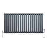Radiatore Ovale a Colonna Singola Orizzontale con Valvole 600 x 1200 mm Antracite