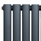 Radiatore ovale a colonna singola verticale antracite, con finitura opaca e design elegante, misura 1600 x 240 mm