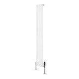 Radiatore ovale a colonna singola verticale bianco, 1600 x 240 mm, con finitura liscia e valvole integrate per un design moderno ed elegante