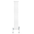 Radiatore ovale a colonna singola verticale bianco, 1600 x 240 mm, con finitura liscia e valvole cromate ai lati
