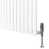 Radiatore Ovale a Colonna Singola Verticale con Valvole 1600 x 360 mm Bianco