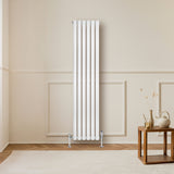 Radiatore Ovale a Colonna Singola Verticale con Valvole 1600 x 360 mm Bianco