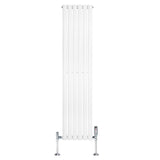 Radiatore Ovale a Colonna Singola Verticale con Valvole 1600 x 360 mm Bianco