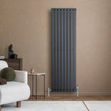 Radiatore Ovale a Colonna Singola Verticale con Valvole 1600 x 480 mm Antracite