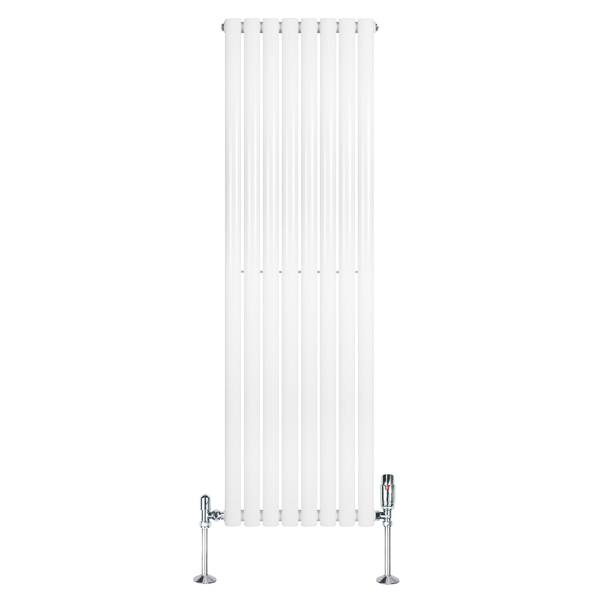 Radiatore Ovale a Colonna Singola Verticale con Valvole 1600 x 480 mm Bianco