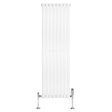 Radiatore Ovale a Colonna Singola Verticale con Valvole 1600 x 480 mm Bianco