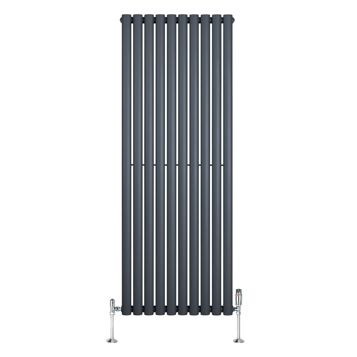 Radiatore Ovale a Colonna Singola Verticale con Valvole 1600 x 600 mm Antracite