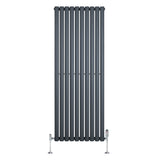 Radiatore Ovale a Colonna Singola Verticale con Valvole 1600 x 600 mm Antracite