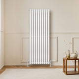 Radiatore Ovale a Colonna Singola Verticale con Valvole 1600 x 600 mm Bianco