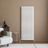 Radiatore Ovale a Colonna Singola Verticale con Valvole 1600 x 600 mm Bianco