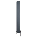 Radiatore Ovale a Colonna Singola Verticale con Valvole 1800 x 240 mm Antracite