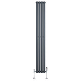 Radiatore Ovale a Colonna Singola Verticale con Valvole 1800 x 240 mm Antracite